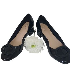 Simply Styled "Didot" Dressy  Patent Leather Chunky Pumps Heels, Size 8.5